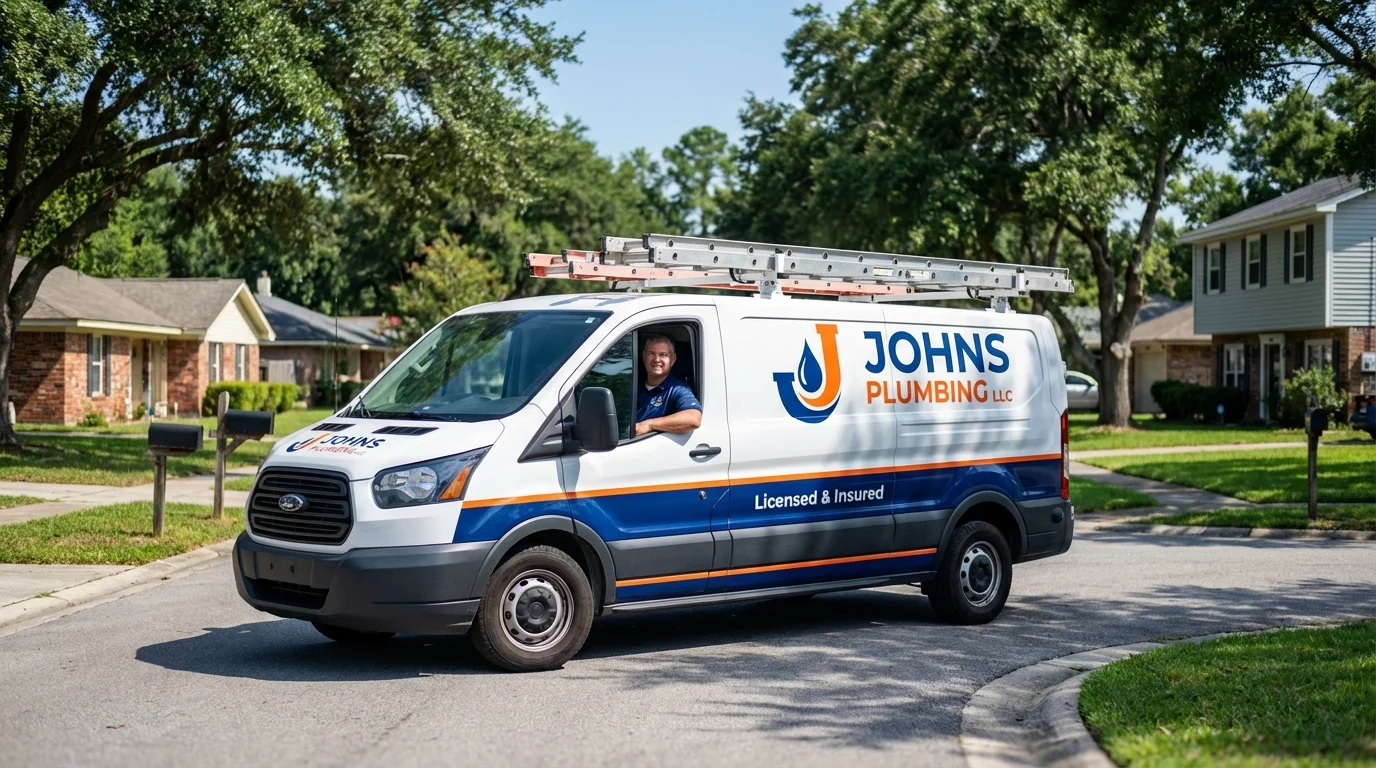 Johns Plumbing LLC service van in Tuscumbia, AL