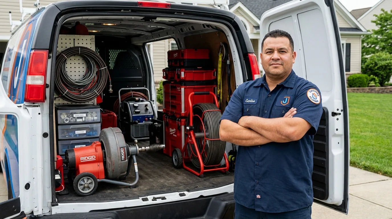 Professional drain cleaning equipment and Johns Plumbing LLC plumber in Tuscumbia
