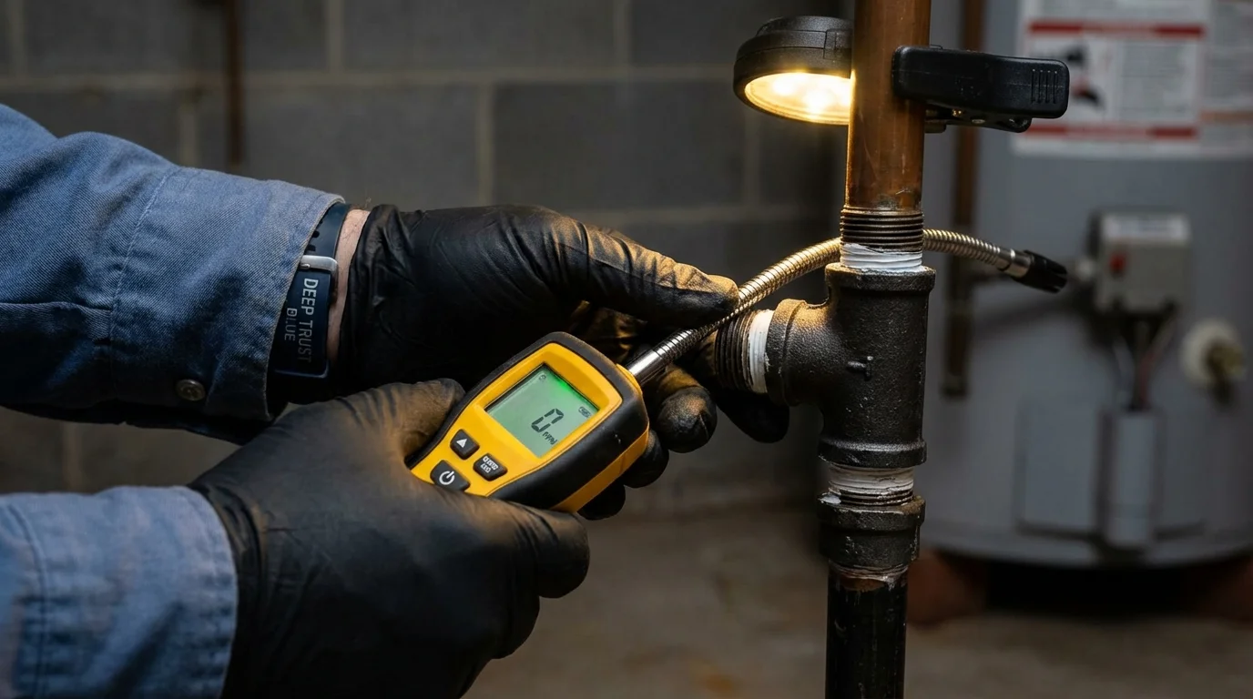 Gas leak detection with electronic sniffer by Johns Plumbing LLC in Tuscumbia