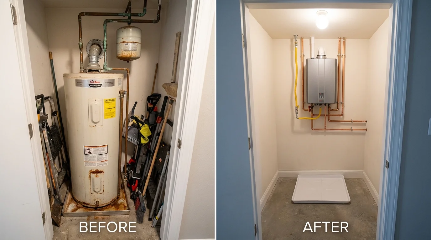 Tank water heater versus wall-mounted tankless unit comparison for Tuscumbia, AL homeowners
